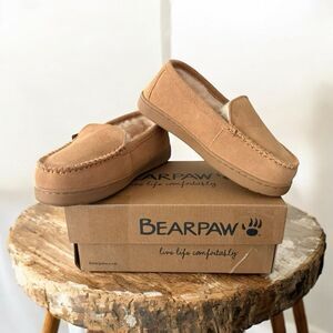 BearPaw Jamie Sheep Wool Lined Youth Moccasin Slippers Iced Coffee Size 4